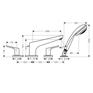 Bộ Trộn Bồn Tắm 4-Lỗ Hafele Focus 589.54.707