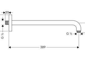 Tay sen E 389mm Hansgrohe 589.52.629