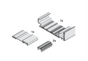 Bộ ray cho cửa trượt bằng mặt chiều rộng tủ 1531-2330 Hafele 406.11.690