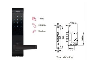 Khóa điện tử Häfele EL7500 912.05.733 – Màu đen/thân khóa lớn
