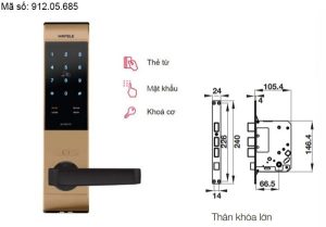 Khóa điện tử Häfele EL7500-TC 912.05.685 – Màu vàng hồng/thân khóa lớn
