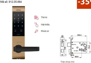 Khóa điện tử Hafele EL7500 912.05.684 – Màu vàng hồng/thân khóa nhỏ