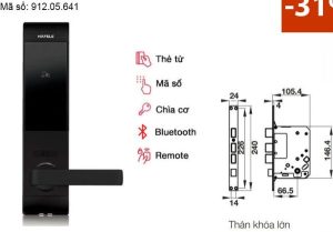 Khóa điện tử Häfele EL7900-TCB màu đen thân lớn 912.05.641