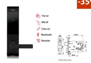 Khóa điện tử Hafele EL7900-TCB màu đen thân nhỏ 912.05.640