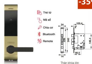Khóa điện tử Hafele EL7900-TCB thân lớn màu vàng 912.05.650