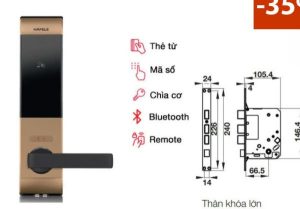 Khóa điện tử Hafele EL7900-TCB thân lớn màu vàng hồng 912.05.653