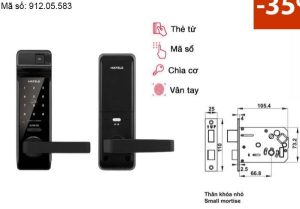 Khóa điện tử vân tay Hafele EL7700-TCS 912.05.583 – Thân khóa nhỏ