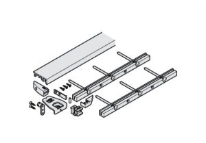 Thanh nối thanh dẫn hướng dưới, cho vị trí âm của cửa từ mặt đáy đến nóc tủ, với nắp che, mặt tiếp xúc nghiêng và khuôn dẫn khoan Hafele 408.30.961