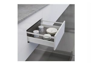 Ray hộp Alto-S giảm chấn màu trắng mờ chiều cao 80mm với thanh vuông Hafele 552.55.718