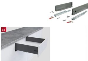 Ray hộp Hafele S3 chức năng giảm chấn màu xám 552.49.335