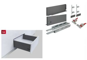 Ray hộp Hafele S4 chức năng giảm chấn màu xám 552.49.345