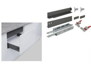 Ray hộp Hafele S1 chức năng nhấn mở Màu Xám 552.55.303