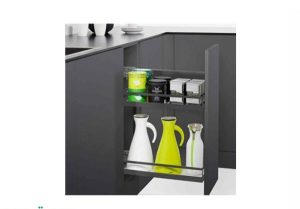 Rổ kéo để chai lọ, gia vị Kesseböhmer Hafele 250mm màu đen mở phải 545.53.960