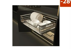 Rổ kéo chén đĩa kèm ống đựng đũa Cucina 600mm Inox 304 549.08.144